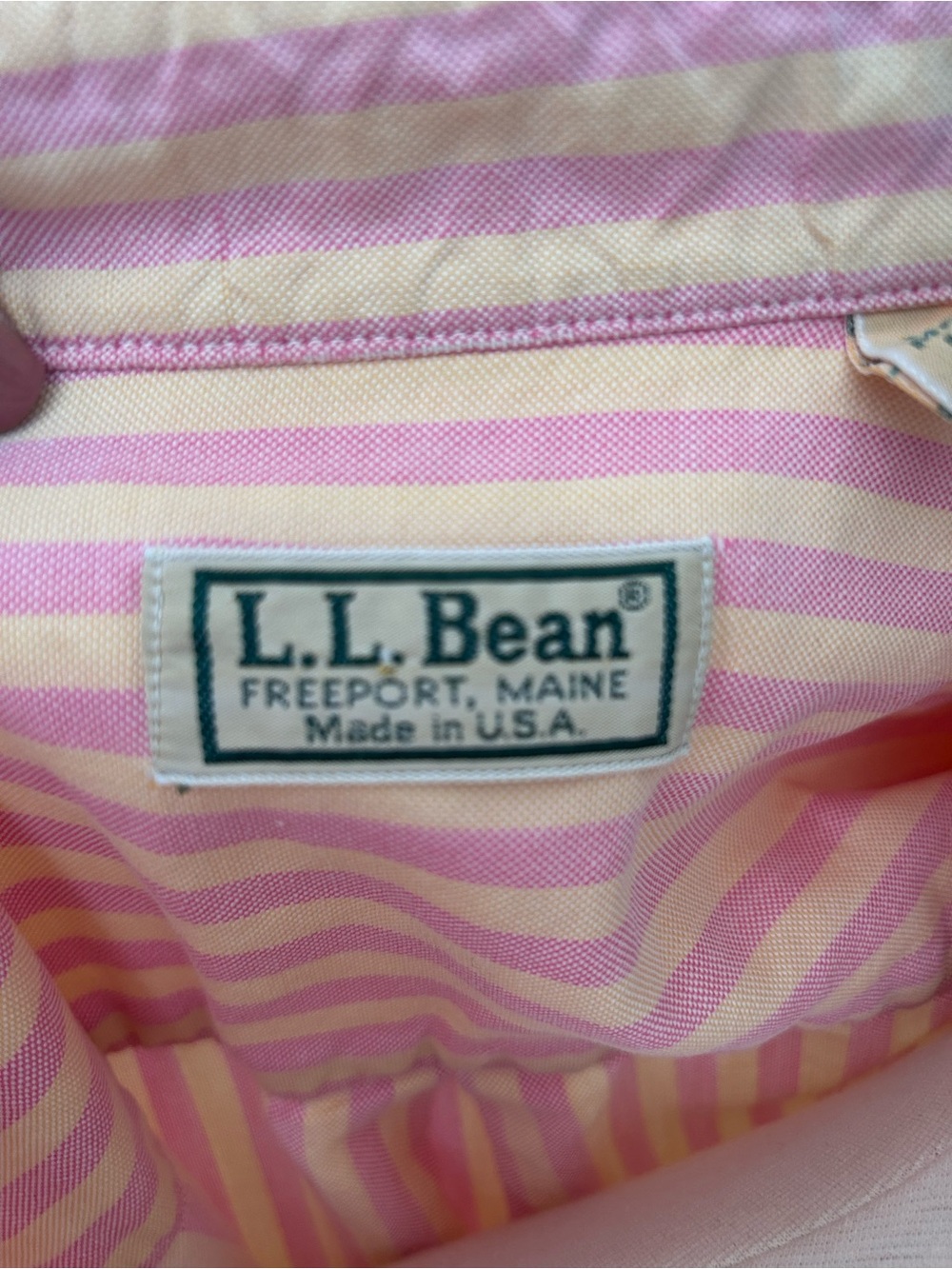 Vintage LL Bean Rare Lemonade Pink/Yellow Striped Button Down USA Size Medium T - Picture 6 of 10